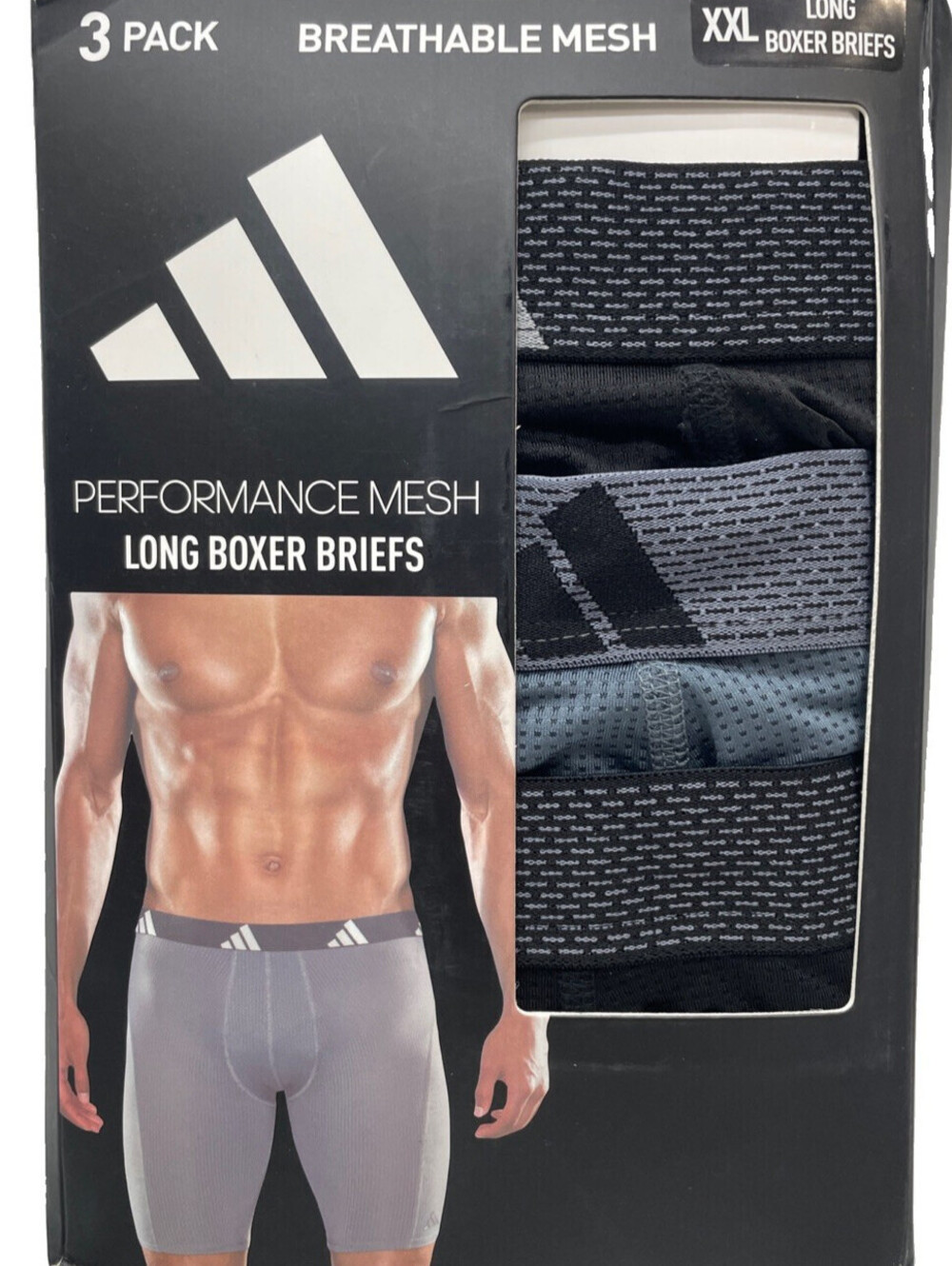 Adidas Performance Mesh Boxer Brief Underwear Breathable Size XXL Multi - 3 Pack